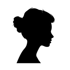 Woman head  in profile. Beautiful female face profile , black silhouette  avatar  ,portraits with hairstyle vector