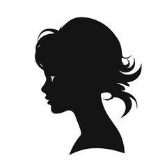 Woman head  in profile. Beautiful female face profile , black silhouette  avatar  ,portraits with hairstyle vector