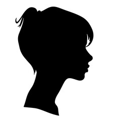 Woman head  in profile. Beautiful female face profile , black silhouette  avatar  ,portraits with hairstyle vector