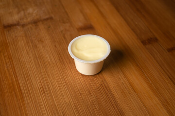 Mayo Dip sauce served in dish isolated on wooden table top view of indian food