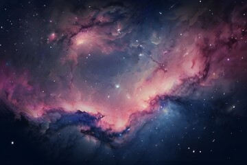 Beautiful view of galaxy sky, with blue pink colors, for cool wallpaper and background, Generative AI