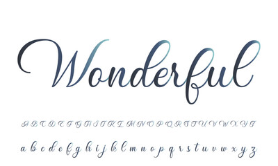 Hand drawn calligraphic vector monoline font. Distress signature letters. Modern script calligraphy type. ABC typography latin signature alphabet. - obrazy, fototapety, plakaty