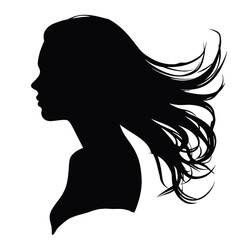 Beautiful profile of young woman Silhouette 
