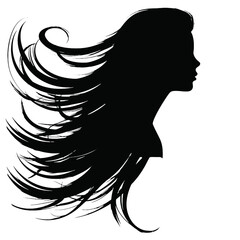 Beautiful profile of young woman Silhouette 
