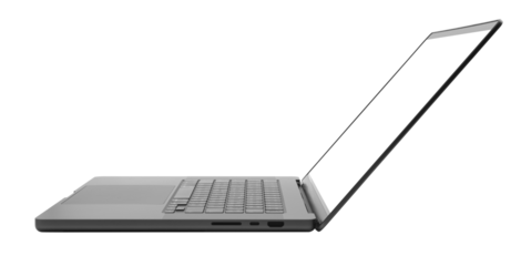 Laptop or notebook isolated on transparent background with clipping path.