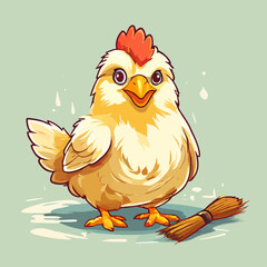 Chicken standing. Vector illustration, suitable for t-shirt design, logo or stickers.