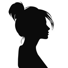 female face silhouette or icon.  woman avatar profile. Unknown or anonymous famale. Vector illustration.