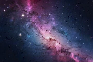Beautiful view of galaxy sky, with blue pink colors, for cool wallpaper and background, Generative...