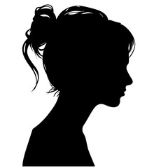 female face silhouette or icon.  woman avatar profile. Unknown or anonymous famale. Vector illustration.