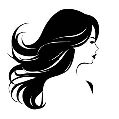 female face silhouette or icon.  woman avatar profile. Unknown or anonymous famale. Vector illustration.