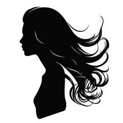 female face silhouette or icon.  woman avatar profile. Unknown or anonymous famale. Vector illustration.