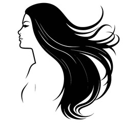 female face silhouette or icon.  woman avatar profile. Unknown or anonymous famale. Vector illustration.
