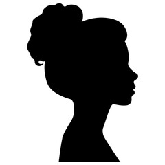 female face silhouette or icon.  woman avatar profile. Unknown or anonymous famale. Vector illustration.