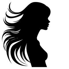 female face silhouette or icon.  woman avatar profile. Unknown or anonymous famale. Vector illustration.