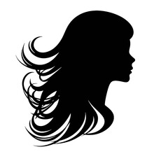 female face silhouette or icon.  woman avatar profile. Unknown or anonymous famale. Vector illustration.