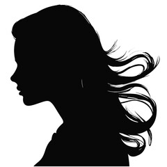female face silhouette or icon.  woman avatar profile. Unknown or anonymous famale. Vector illustration.