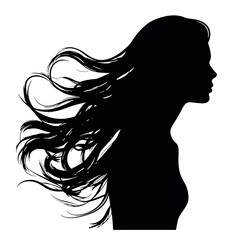 female face silhouette or icon.  woman avatar profile. Unknown or anonymous famale. Vector illustration.