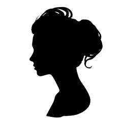 female face silhouette or icon.  woman avatar profile. Unknown or anonymous famale. Vector illustration.