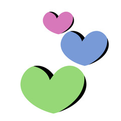 Heart shape purple blue green colors, vector, illustration