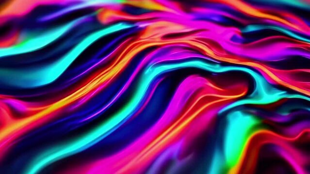 neon Colorful holographic liquid waves abstract motion background