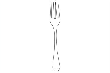  Continuous single line art drawing of food tools for fork outline vector illustration
