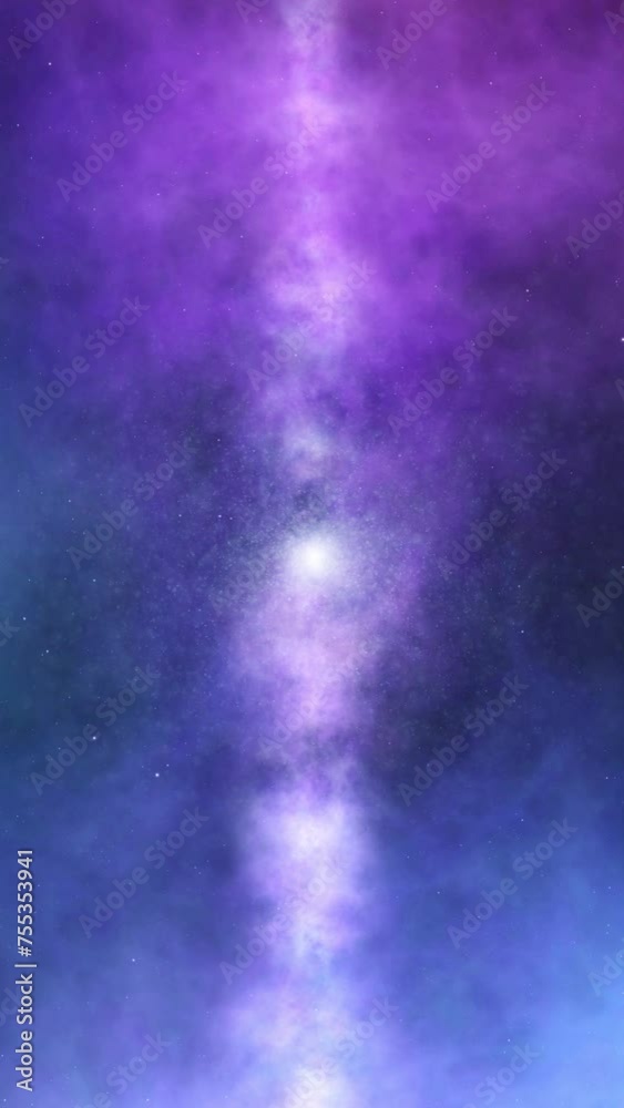 Wall mural artistic universe galaxy with stars loop flickering vertical animation background.