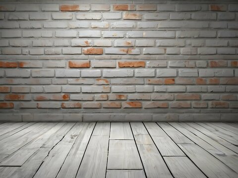 MUR BLANC EN BRIQUE ET PARQUET EN BOIS