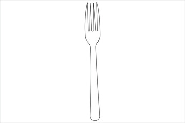  Continuous single line art drawing of food tools for fork outline vector illustration
