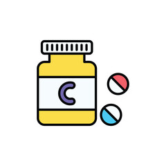 Vitamin C icon design with white background stock illustration