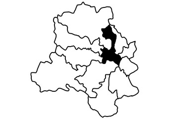 Central Delhi, India Map Black Silhouette and Outline Isolated on White...