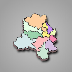 3d map of Delhi is a state of India and his colourful districts and name