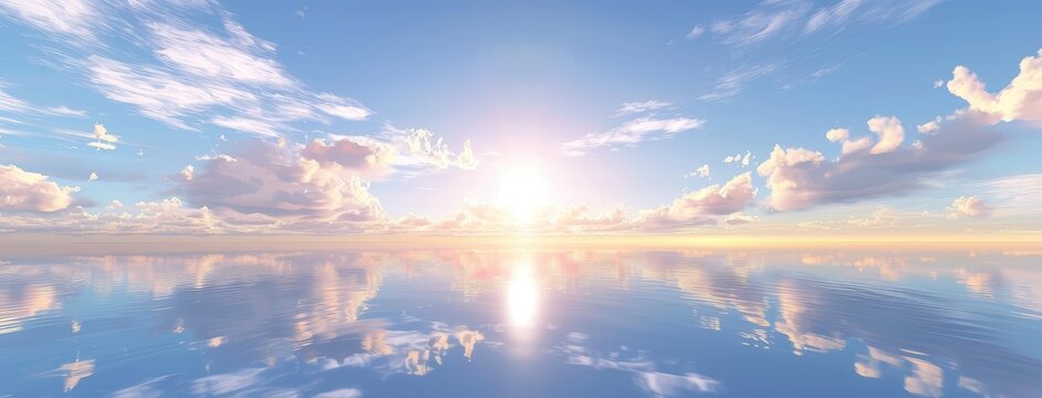 Serene Sunset Horizon Over Calm Ocean Waters
