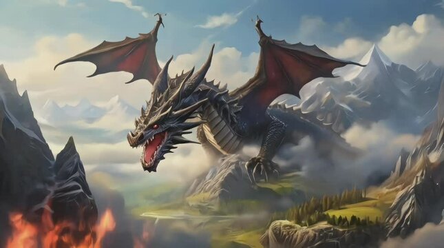 the dragon in the mountains seamless looping 4k animations videos