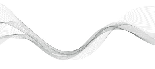 Abstract wave element for design. Digital frequency track equalizer. Stylized line art background. Vector illustration. Wave with lines created using blend tool. Curved wavy line, smooth stripe.