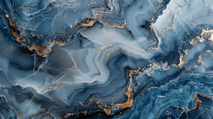 Foto op Plexiglas slice of blue marble with gold veins, beautiful abstract background, design © kazakova0684
