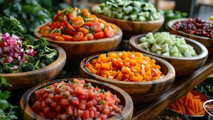 Vegan feast, a medley of fresh vegetables, lively and colorful