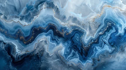 Foto op Plexiglas slice of blue marble with gold veins, beautiful abstract background, design © kazakova0684