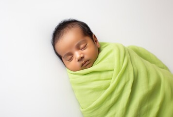 A peaceful moment with a sleeping baby wrapped in a blanket