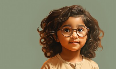 A Cute Little Girl with Glasses - obrazy, fototapety, plakaty