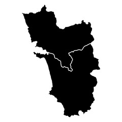 Goa, India Map Black Silhouette and Outline Isolated on
