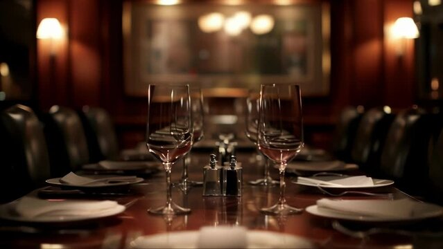 A private dining room provides the perfect backdrop for a highlevel business dinner as exeives delve into reports charts and presentations while savoring a multicourse meal.