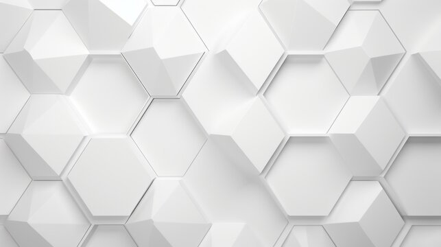 Abstract futuristic White Texture, Background of Hexagonal structures, honeycombs, with light and shadow.