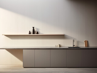Minimalist Kitchen Design Features a Modern Counter, and a Stylish Sink