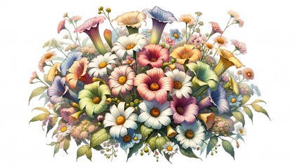 Fototapeta premium Watercolor illustration of Splendid Pitcher flowers