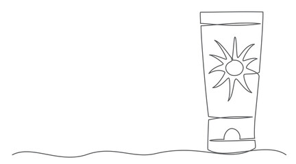Sun cream One line drawing isolated on white background