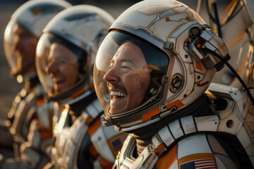 Fototapeta premium Astronauts operate on alien planets 