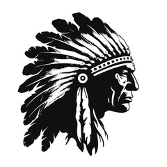 Indian Chief Mascot Head Graphic