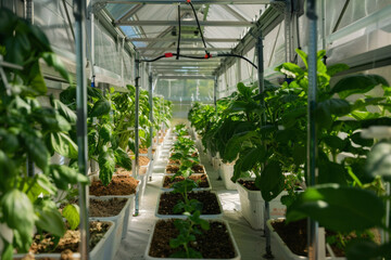 Martian greenhouse as a group of residents tends to a colony of genetically modified plants