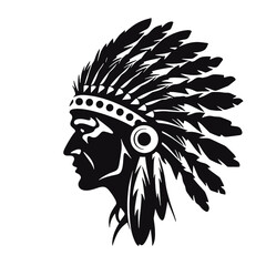 Native American Indian Chief Head Silhouette 