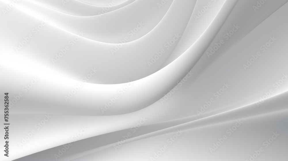 Poster Horizontal Abstract Futuristic White Texture, Background with smooth wavy Lines, with light and shadow.